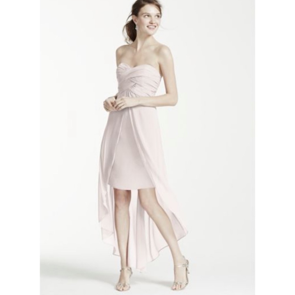David's Bridal Strapless Chiffon Short Dress